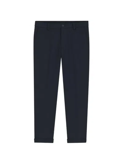 Hugo Boss Patterned Slim-fit Trousers In Stretch Fabric In Black