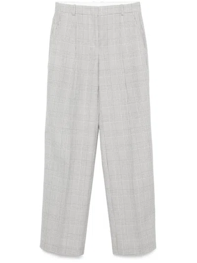 Hugo Boss Prince Of Wales-check Trousers In Grey