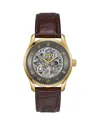 Hugo Boss Boss Principle Skeleton Automatic Leather Strap Watch, 41mm In Gray/black