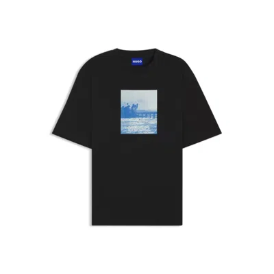 Hugo Boss Printed-artwork T-shirt In Cotton Jersey In Black