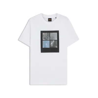 Hugo Boss Printed-artwork T-shirt In Cotton Jersey In White