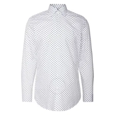 Hugo Boss Printed Cotton Poplin Slim-fit Shirt In White