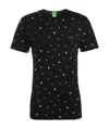 Hugo Boss Printed Cotton Short-sleeved T-shirt In Black