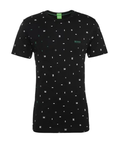 Hugo Boss Printed Cotton Short-sleeved T-shirt In Black