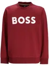 Hugo Boss Relaxed-fit Cotton-terry Sweatshirt With Rubber-print Logo In Red