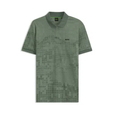 Hugo Boss Printed-graphic Polo Shirt In Mercerised Cotton In Multi