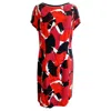 Hugo Boss Printed Knee-length Dress In Multicolor Viscose In Red