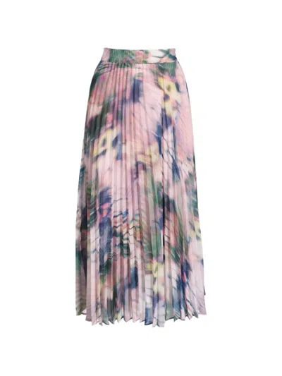 Hugo Boss Printed Pleated Midi Skirt In Pink