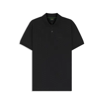 Hugo Boss Printed Polo Shirt In Cotton Piqué In Black