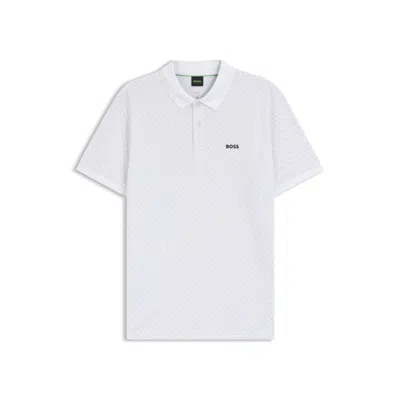 Hugo Boss Printed Polo Shirt In Cotton Piqué In White