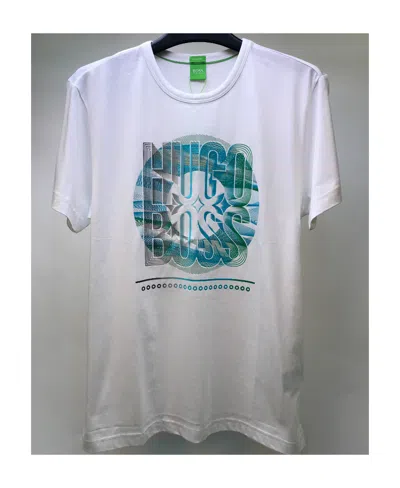 Hugo Boss Printed Round-collar Short-sleeved T-shirt In Gray