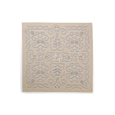 Hugo Boss Printed Scarf In Silk With Double B Monograms In Gold