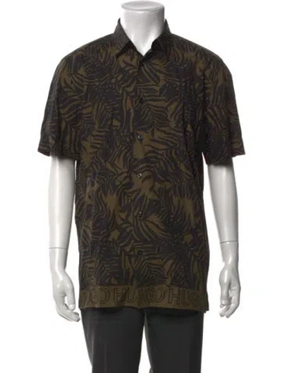 Pre-owned Hugo Boss Printed Short Sleeve Shirt In Green