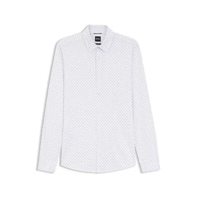 Hugo Boss Slim-fit Shirt In Italian-made Performance-stretch Fabric In White