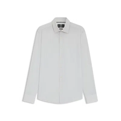 Hugo Boss Printed Slim-fit Shirt In Performance-stretch Fabric In White