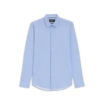 Hugo Boss Slim-fit Shirt In Structured Performance-stretch Jersey In Multi