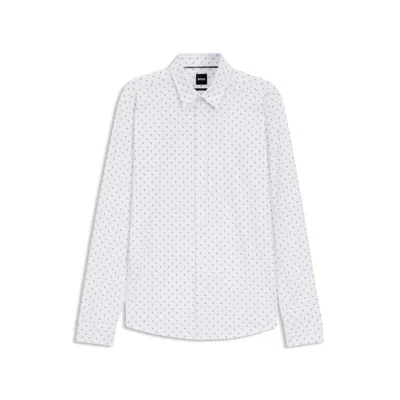 Hugo Boss Slim-fit Shirt In Italian-made Performance-stretch Fabric In White
