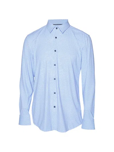 Pre-owned Hugo Boss Printed Slim-fit Shirt In Blue