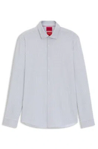 Hugo Boss Printed Slim-fit Shirt In Performance-stretch Jersey In Gray