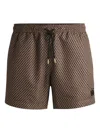 Hugo Boss Logo-label Swim Shorts With Seasonal Pattern In Neutrals