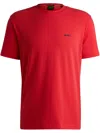 Hugo Boss Stretch-cotton Regular-fit T-shirt With Contrast Logo In Red