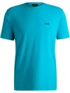 Hugo Boss Stretch-cotton Regular-fit T-shirt With Contrast Logo In Blue