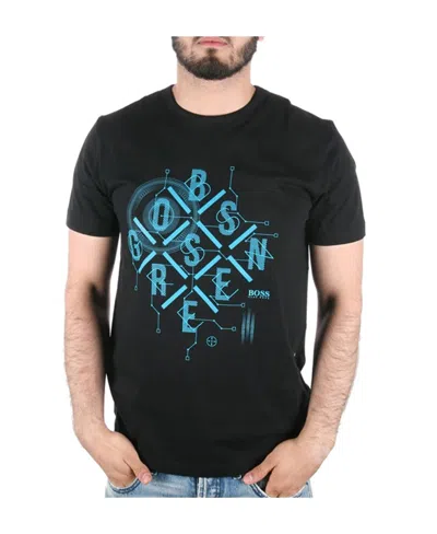 Hugo Boss Printed T-shirt With Round Neck In Black