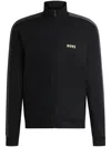 Hugo Boss Zip-up Jacket With Foil-printed Logo In Black