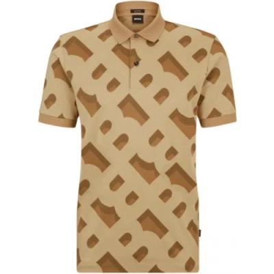 Pre-owned Hugo Boss Prout 419 Monogram Regular Fit Beige Polo Shirt