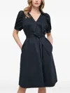 Hugo Boss Puff-sleeve Belted Mini Dress In Black
