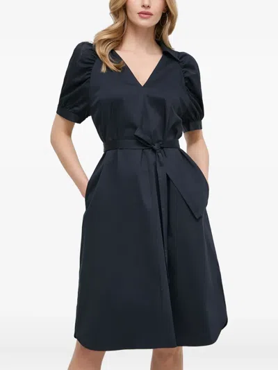 Hugo Boss Puff-sleeve Belted Mini Dress In Black