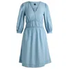 Hugo Boss Puff-sleeve Dress With Elasticated Waist In Blue