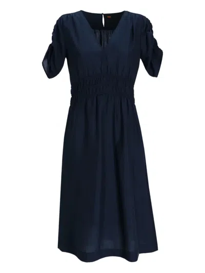 Hugo Boss Midikleid Mit Puffärmeln In Blue