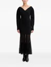 Hugo Boss Puff-sleeves Midi Dress In Black