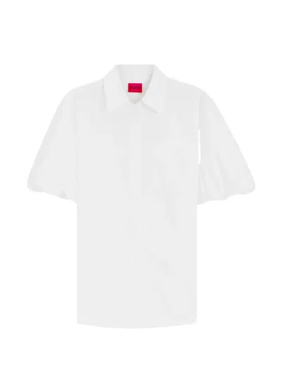 Hugo Boss Puff-sleeve Shirt In White