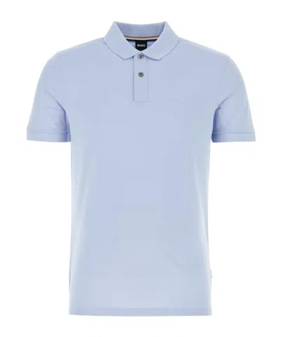 Hugo Boss Pull-down Short-sleeved Polo Shirt In Blue