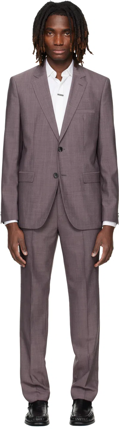 Hugo Boss Purple Two-piece Extra-slim-fit Wool-blend Suit In Pink