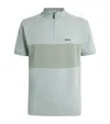 Hugo Boss Cotton Blend Sport Polo With Zip Collar In Green