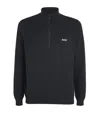 Hugo Boss Branded Zip-neck Sweater In Dry-flex Fabric In Navy