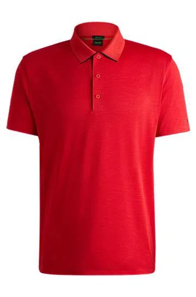 Hugo Boss Quick-dry Stretch-jersey Polo Shirt With Logo Detail In Light Red