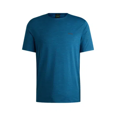 Hugo Boss Quick-dry Stretch-jersey T-shirt With Decorative Reflective Artwork In Blue