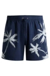 Hugo Boss Quick-dry Swim Shorts With Seasonal Pattern In Dark Blue