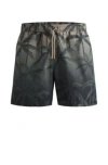 Hugo Boss Quick-dry Swim Shorts With Seasonal Print In Khaki