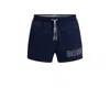 Hugo Boss Quick-drying Swim Shorts With Outline Logo In Blue