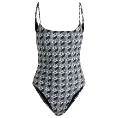 Hugo Boss Quick-drying Swimsuit With All-over Print In Black
