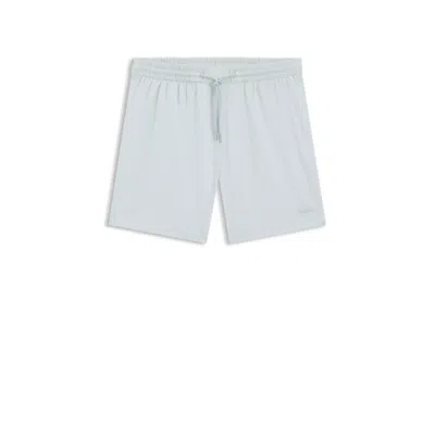 Hugo Boss Quick-dry Swim Shorts In Stretch Seersucker In Blue