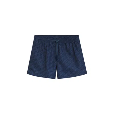 Hugo Boss Quick-dry Swim Shorts With Logo Print In Blue