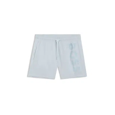 Hugo Boss Quick-drying Swim Shorts With Printed Logo In Blue