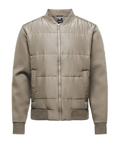 Hugo Boss Quilted Bomber Jacket In Gray