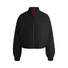 Hugo Boss Quilted Bomber Jacket With Ribbon Zip-puller In Black